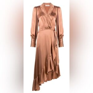 Zimmermann silk Wrap Midi Dress Dusty Pink 3